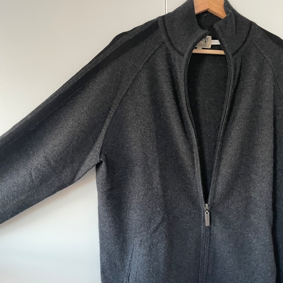 Full Zip Dark Grey Mens Sweater - Picture 2 of 9